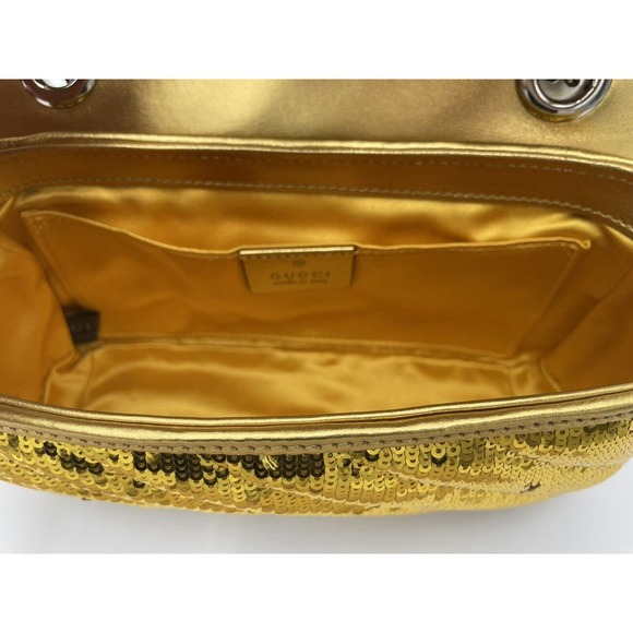 NEW! GUCCI MARMONT METALLIC SEQUIN GOLD  GG CROSSBODY BAG PURSE AUTHENTIC - Picture 13 of 15